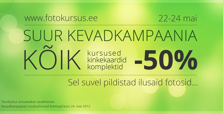 Sel nädalavahetusel: kõik kursused, sooduskomplektid ja kinkekaardid -50%