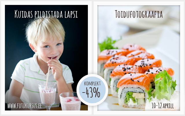 Uus sooduskomplekt “Toidufotograafia” + “Kuidas pildistada lapsi?”. Nädala lõpuni -43% ehk kaks ühe hinnaga