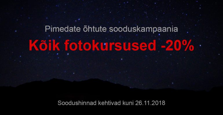 Kõik fotokursused on vähemalt 20% allahinnatud